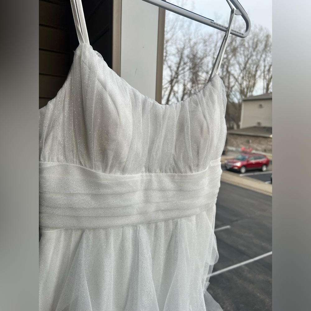 🆕 Pear Culture White Ruffle Women’s Spaghetti Strap Wedding Dress 13/14(S,M) - Picture 7 of 12